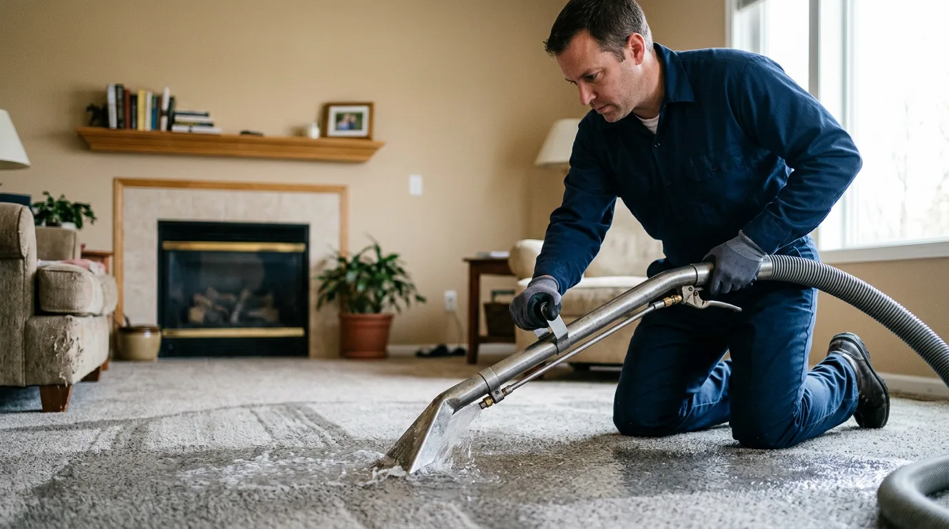 Water damage restoration technician working near Henderson, CO